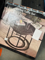 RESIGILAT — Set 2 masute rotunde de cafea cu efect de marmura, blat MDF, cadru metalic auriu Alb / 70x45 cm si 50x38 cm · Bun #002