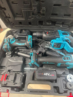 RESIGILAT — Trusa 4 piese cu acumulator, autofiletanta, rotopercutor, polizor unghiular, bormasina impact, 20V, 4Ah · Incomplet #001