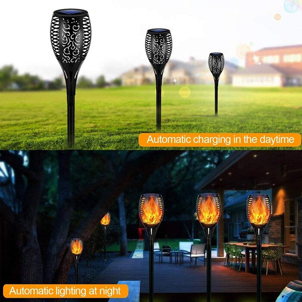 Lampa solara tip torta cu efect flacara, varianta 61cm