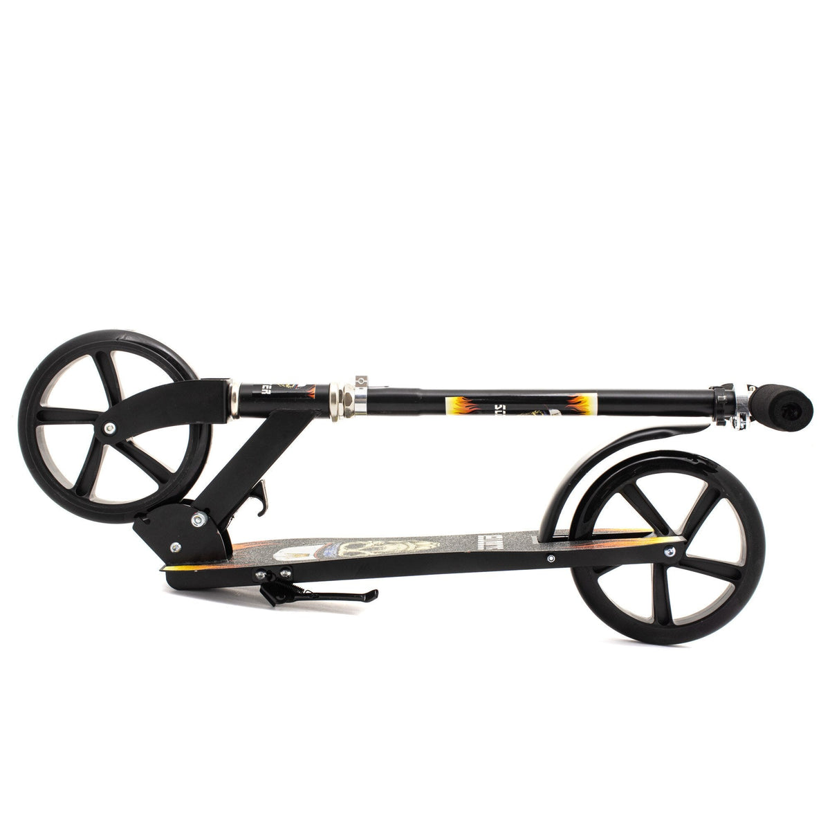 Trotineta pliabila pentru copii 10-16 ani, reglabila pe 3 inalțimi, roti mari din plastic și metal, 86x35x93/98/103 cm, Negru