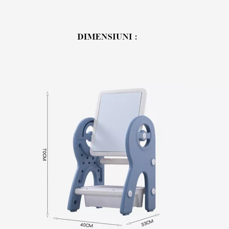 RESIGILAT - Set masa si scaun pentru copii, interactiva 2 in 1 cu tabla de scris si masa lego, cu 2 carioci si jucarii lego incluse