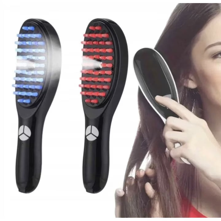 Perie termica inteligenta cu ionizare si lumina infrarosie, 46 puncte de masaj prin 3 trepte vibratii