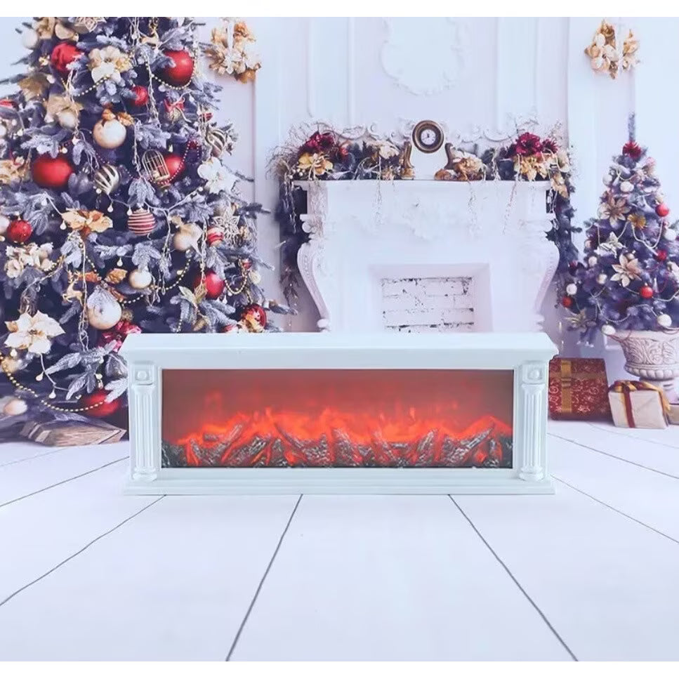 Semineu decorativ, Lumina Led cu Simulare Flacari, alimentare priza sau baterii, 63 X 22 cm