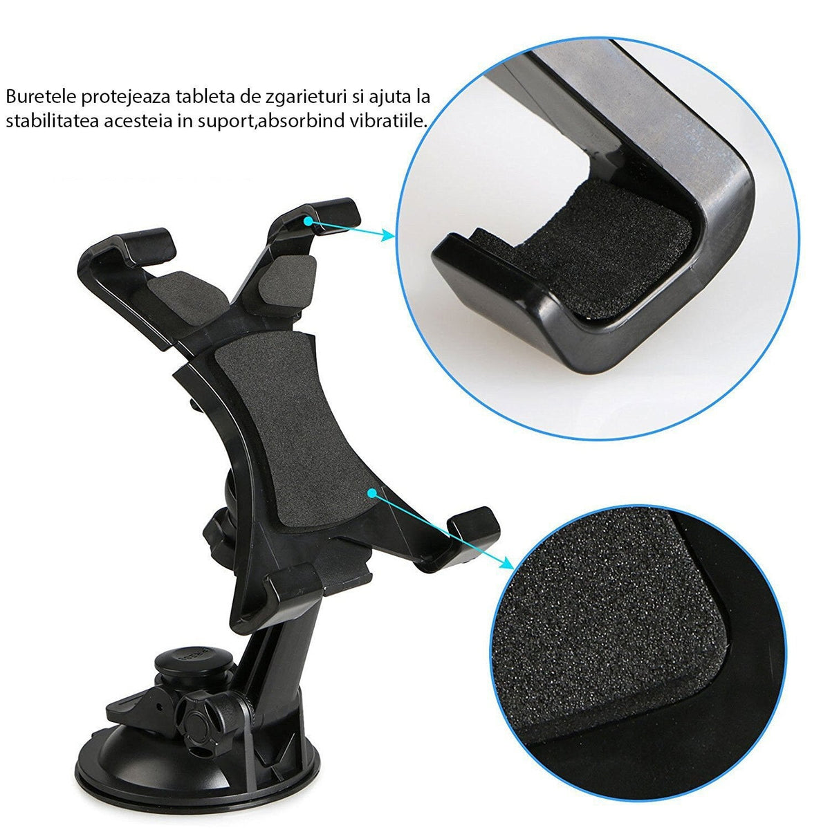 Suport Auto Pentru Tableta 7-10 inch, Ventuza, Reglabil, Premium Holder, Negru