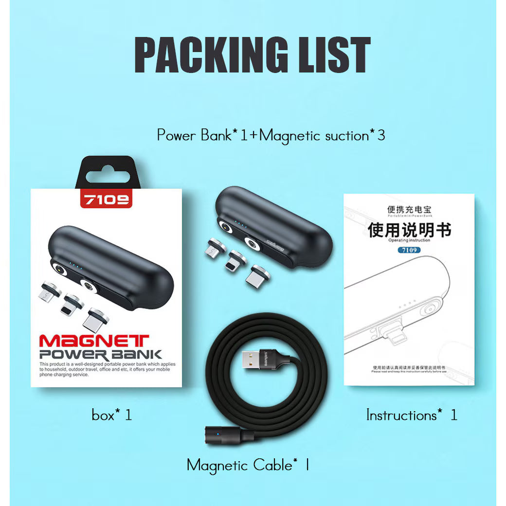 Baterie externa magnetica 3 in 1  5000 mAh Negru