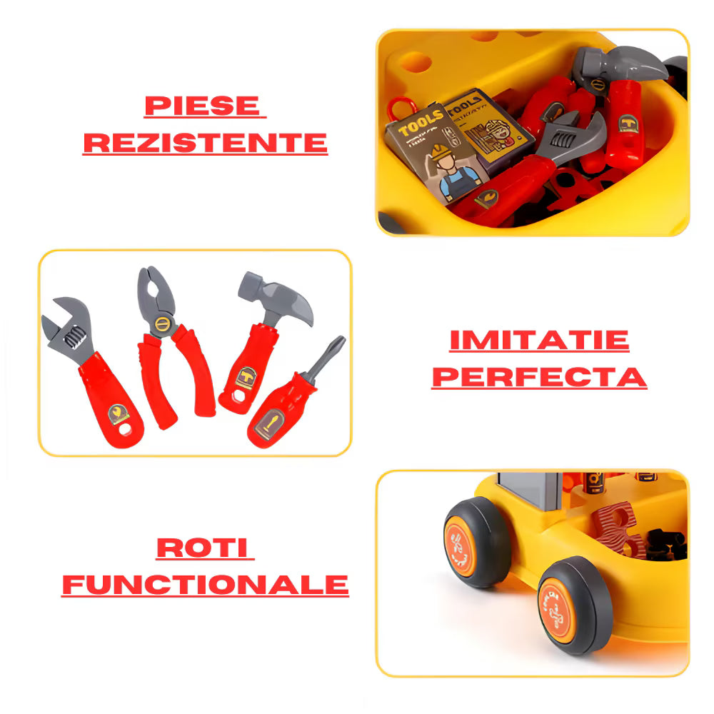Set Troler de jucarie cu unelte de inginerie pentru copii