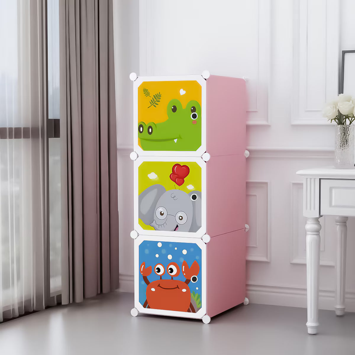 Dulap modular pentru copii, 3 rafturi, durabil, 111x37x37 cm, diferite modele