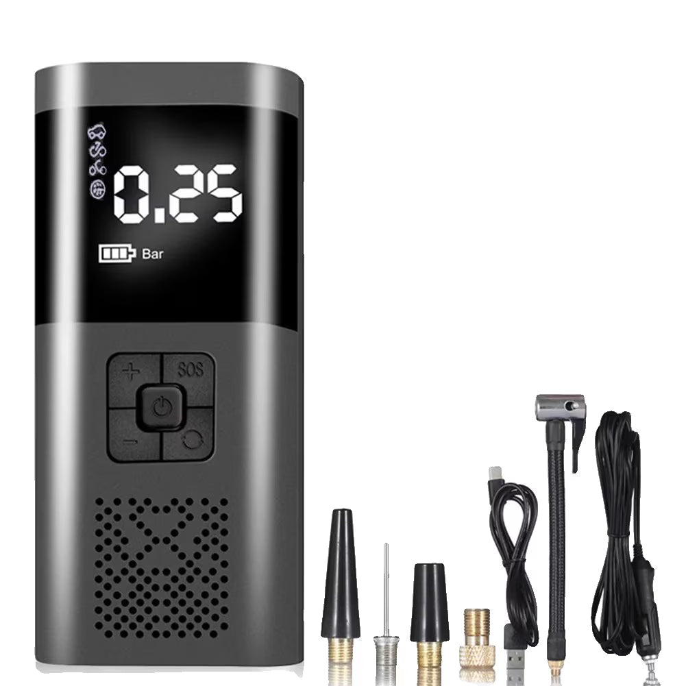 Compresor Auto Portabil, 3 in 1, Baterie 6000mAh Tip Powerbank, Digital, Manometru, Lanterna LED, 150PSI, Debit 20L, Incarcare USB,