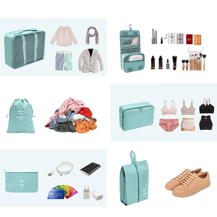 Set 10 organizatoare de bagaje – impermeabile, ușoare, pliante, cu mânere și fermoar dublu
