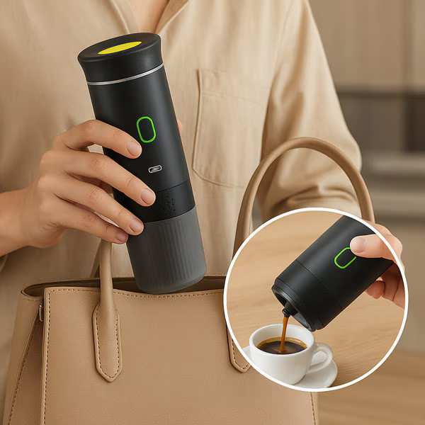 Espressor Portabil 3 in 1 Capsule si Cafea Macinata, USB Reincarcabil, 20BAR, 60ml