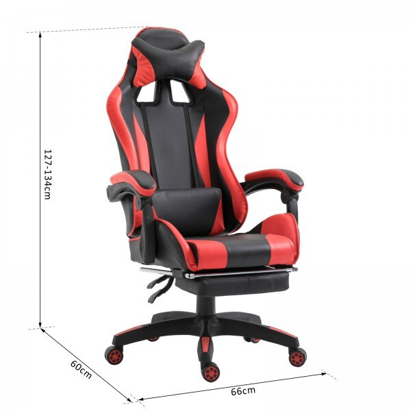 RESIGILAT - Scaun Gaming Racing SpeedX GT, Piele Ecologică, Recliner, Perne Ergonomice și Suport pentru Picioare