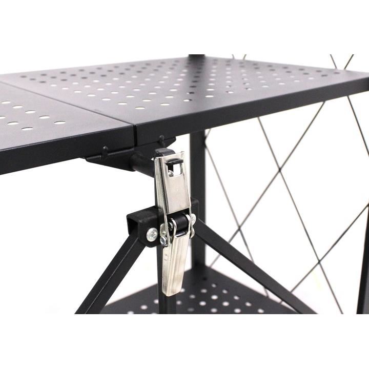 Raft depozitare metalic, pliabil, pe roti, 5 polite, Negru, 50 kg, 72x34x163 cm