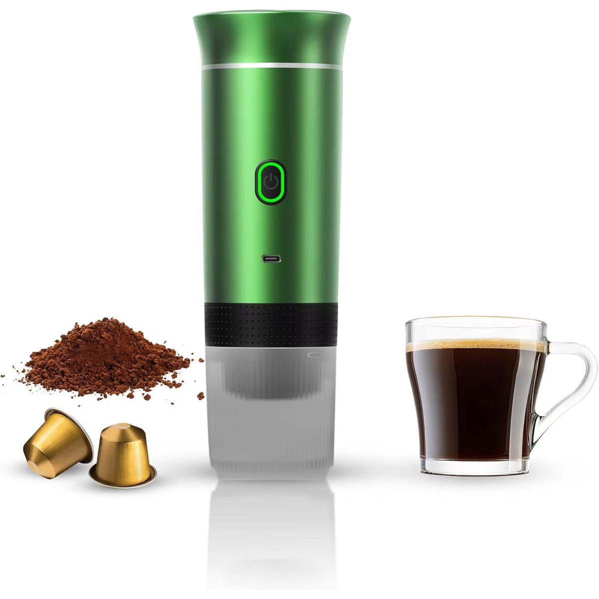 Espressor portabil 3 in 1, aparat cafea capsule si macinata, reincarcabil USB, 60ml,