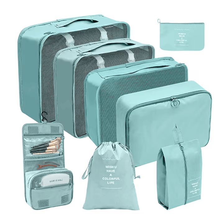 Set 10 organizatoare de bagaje – impermeabile, ușoare, pliante, cu mânere și fermoar dublu
