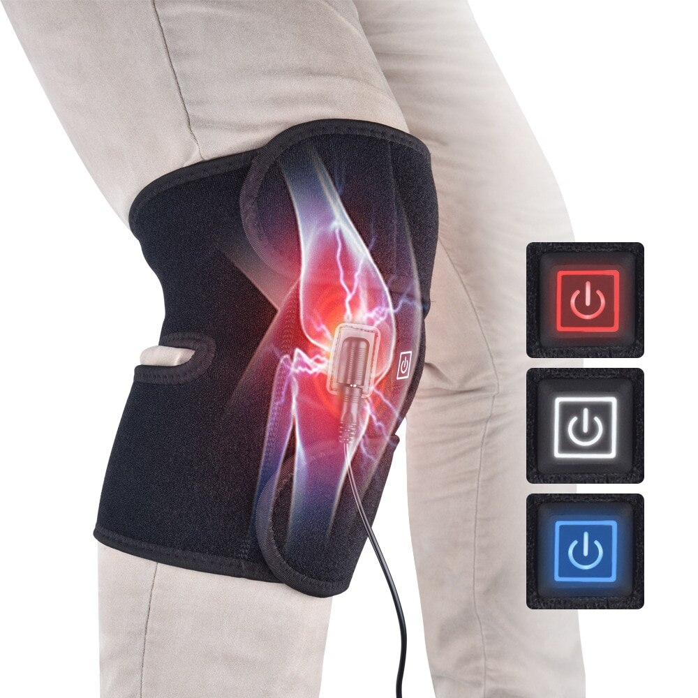 Genunchiera protectie cu incalzire, 3 trepte temperatura, Marime universala, Unisex, Negru