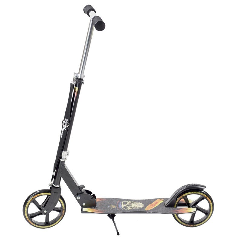 Trotineta pliabila pentru copii 10-16 ani, reglabila pe 3 inalțimi, roti mari din plastic și metal, 86x35x93/98/103 cm, Negru