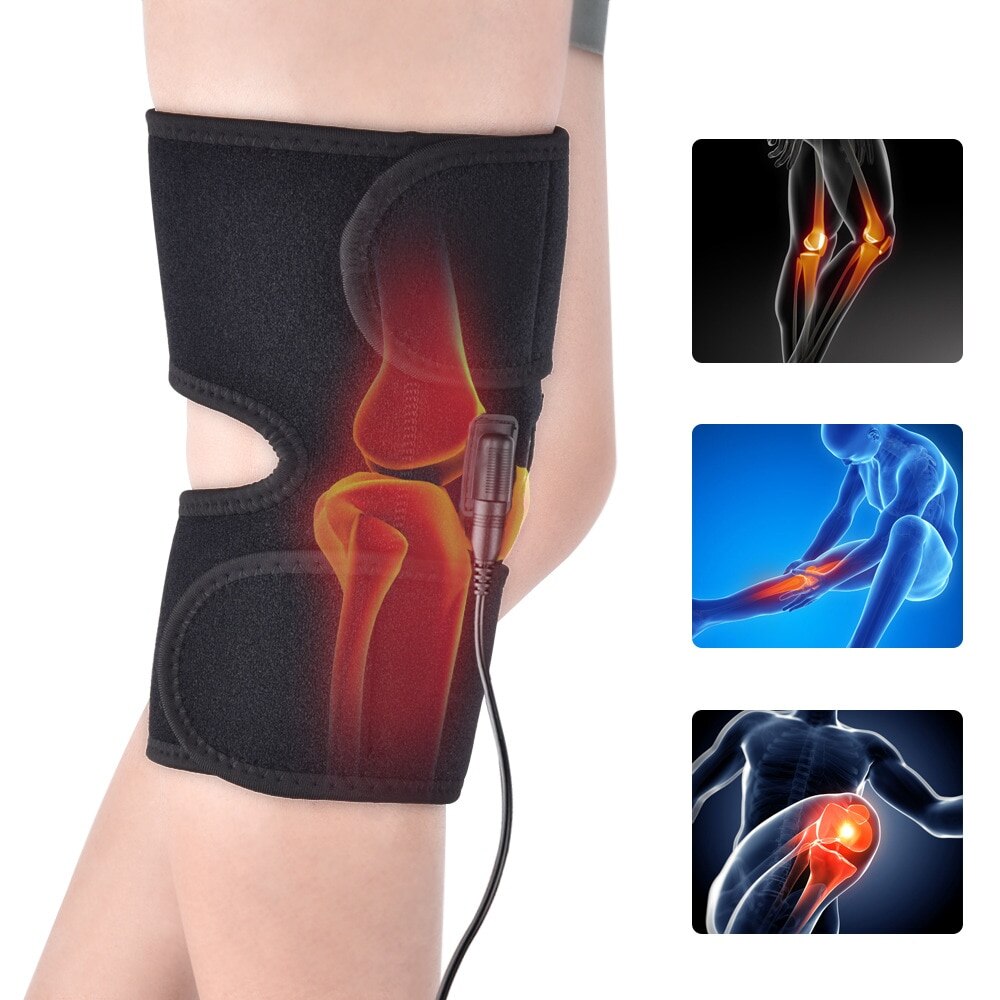 Genunchiera protectie cu incalzire, 3 trepte temperatura, Marime universala, Unisex, Negru