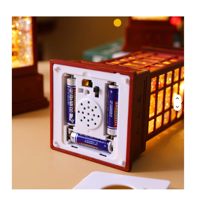 Decoratiune De Craciun Tip Cabina Telefonica cu Mos Craciun Si Brad, Cadouri, Functie Muzicala, Lumini Si Ninsoare Automata, Cu Apa, Lumina Calda, Usb sau Baterii, Led