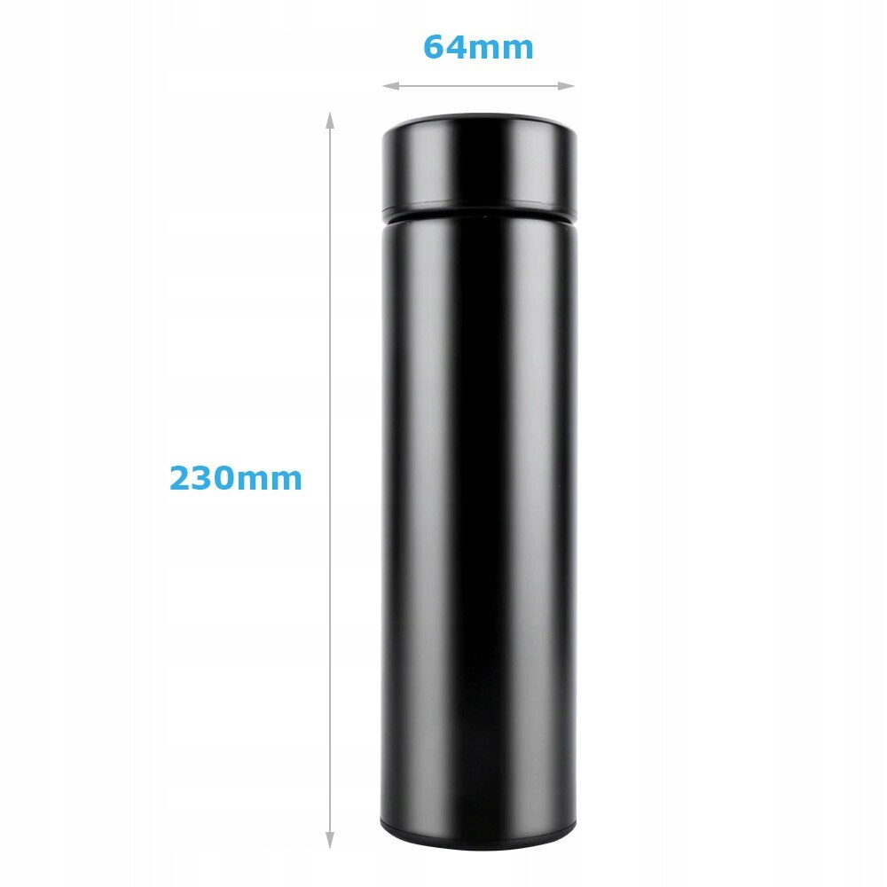 RESIGILAT - Termos smart cu afisaj led, indicator temperatura, 500 ml, negru, otel inoxidabil