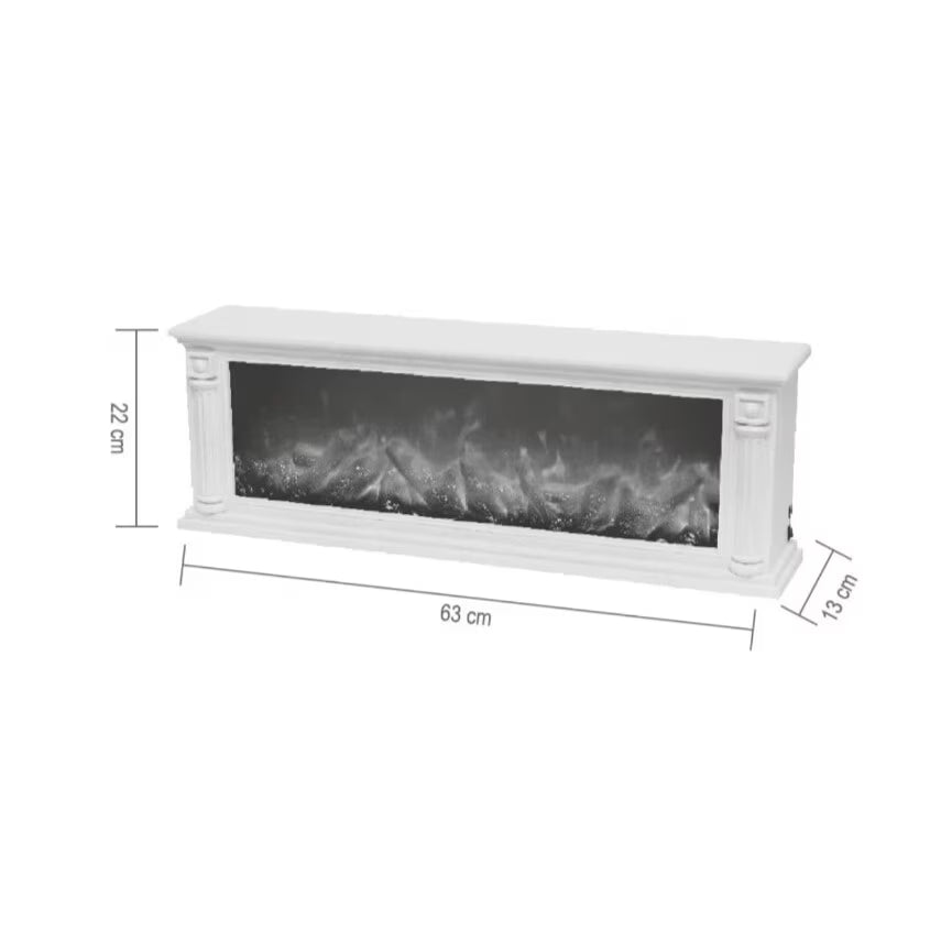 Semineu decorativ, Lumina Led cu Simulare Flacari, alimentare priza sau baterii, 63 X 22 cm