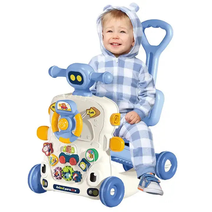 Antemergator 6 in 1  pentru Copii, cu Activitati Montessori de joaca si roti anti-alunecare,