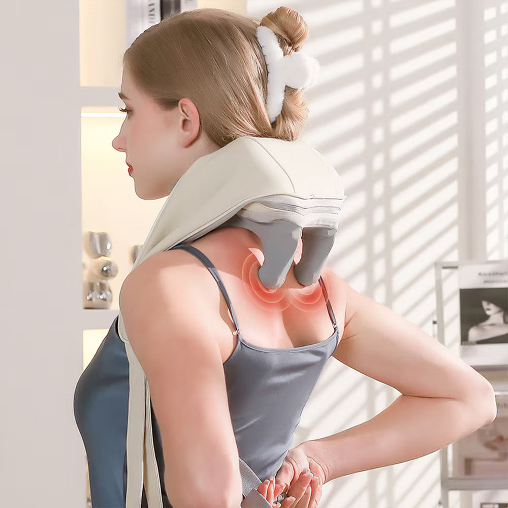 Aparat de masaj cervical 6D cu incalzire si vibromasaj, 3 intensitati, 2 moduri, silentios 45 dB, maro