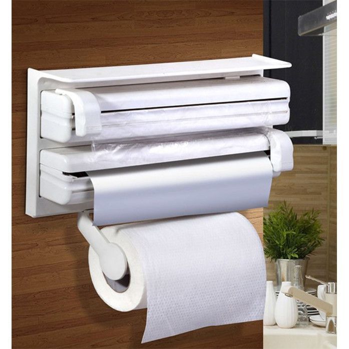 Dispenser triplu de bucatarie pentru hartie, folie aluminiu si folie stretch