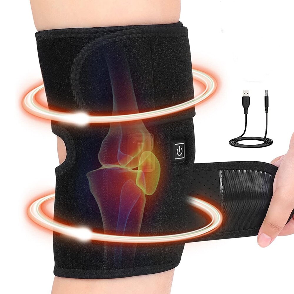 Genunchiera protectie cu incalzire, 3 trepte temperatura, Marime universala, Unisex, Negru