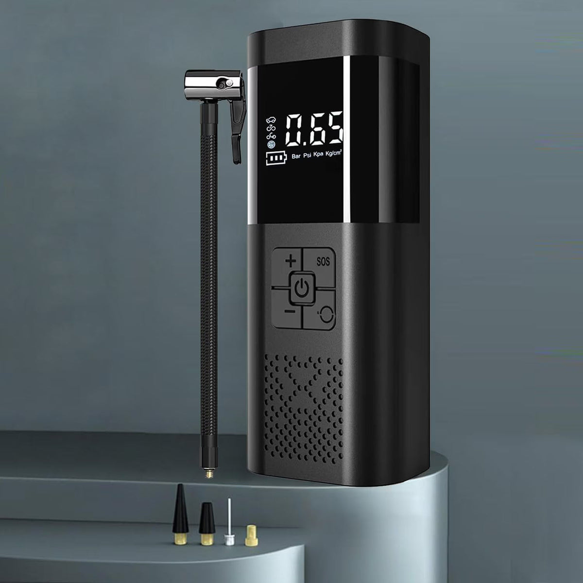 Compresor Auto Portabil, 3 in 1, Baterie 6000mAh Tip Powerbank, Digital, Manometru, Lanterna LED, 150PSI, Debit 20L, Incarcare USB,