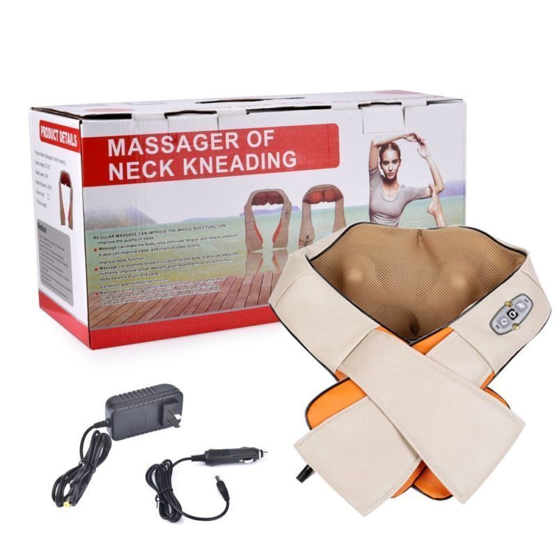 RESIGILAT - Aparat de masaj cervical, cu incalzire, infrarosu si bile, pentru umeri si gat, 24W, piele