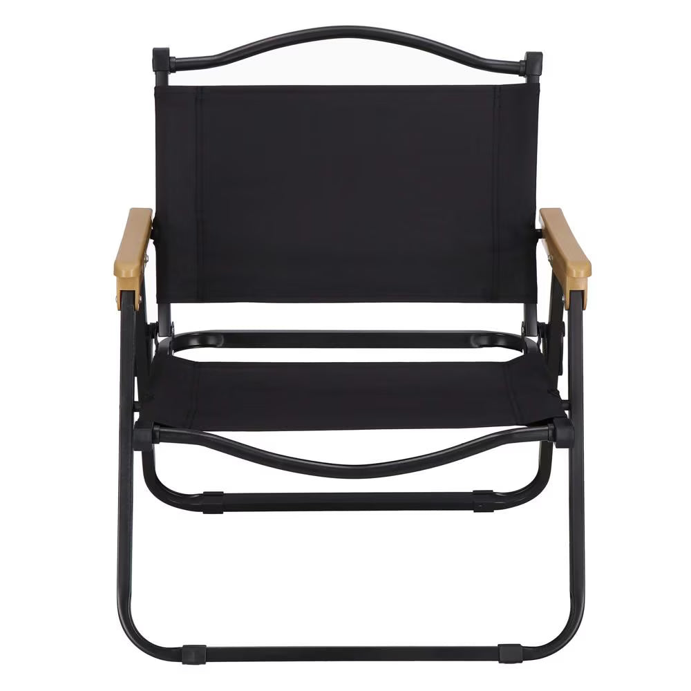 Scaun metalic plabil pentru gradina, camping sau plaja, 54x59x76 cm, negru
