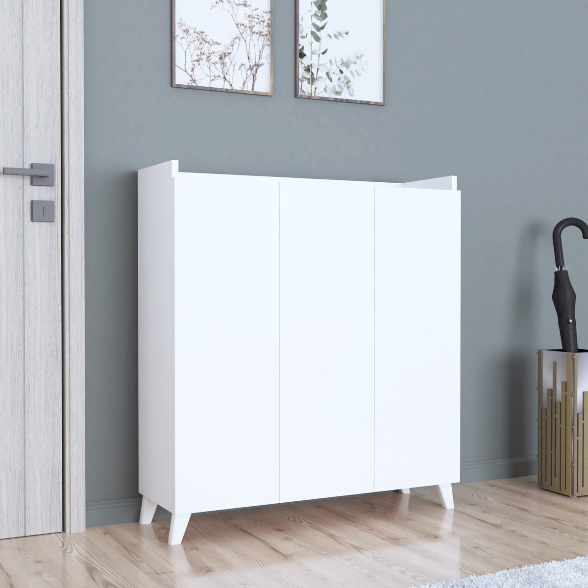 RESIGILAT - Dulap multifunctional cu 3 usi, Design scandinav modern 103.5 x 90 x 30cm