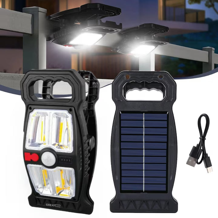 Lampa LED Solara cu senzor de miscare si clip de prindere, Iluminarea utomata, USB Type-C, IP65