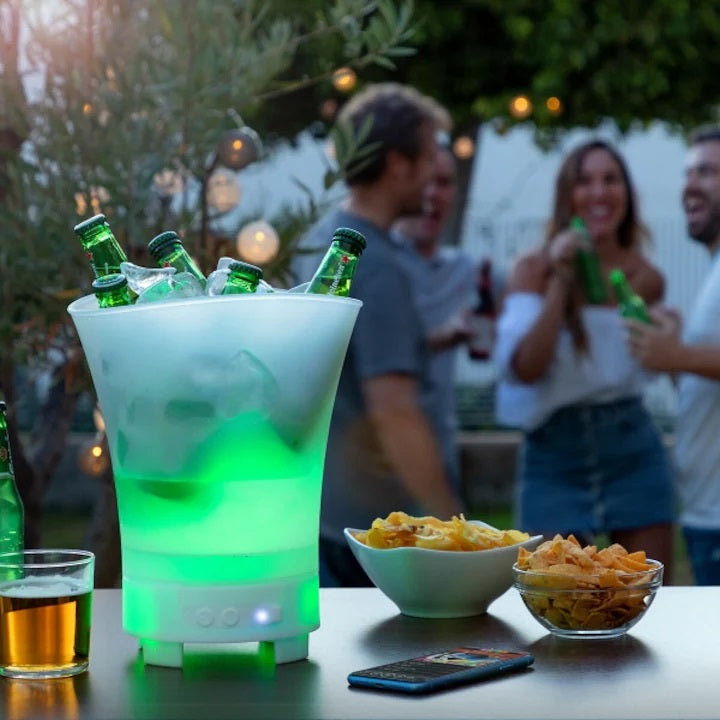 Frapiera gheata 5L cu iluminare LED si boxa wireless reincarcabila