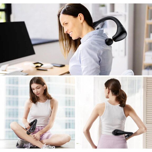 Aparat de masaj profesional cu brat flexibil in forma de U – 9 Moduri, 4 Capete, Reincarcabil, Pentru Muschi si Relaxare