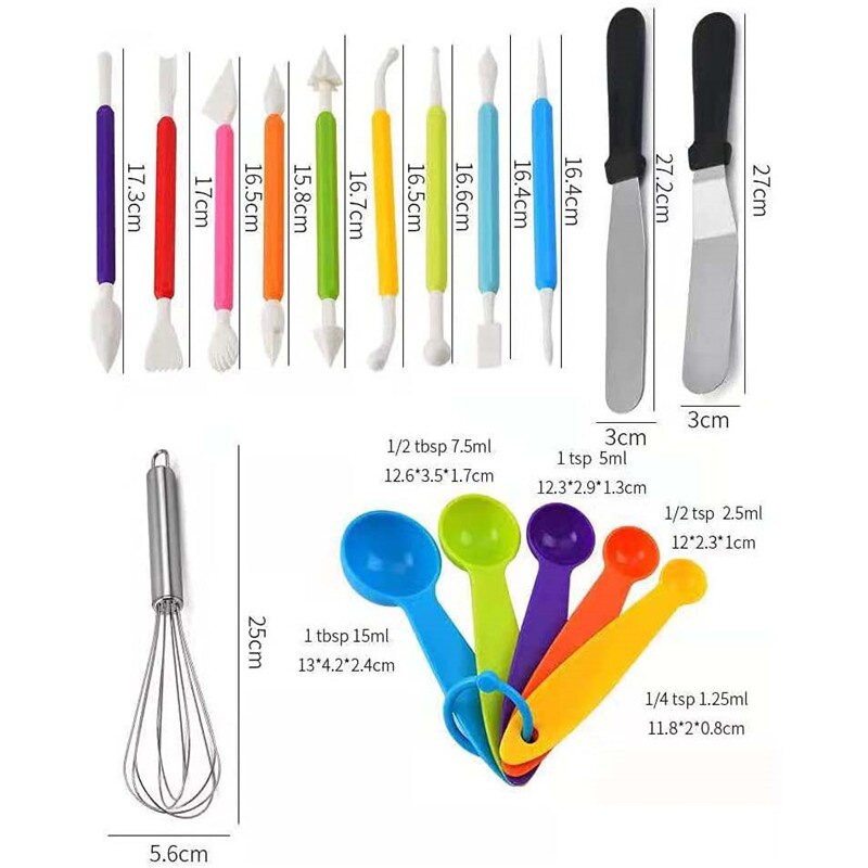 Set cofetarie decorat tort profesional, 66 piese cu sabloane pentru ornarea/decorarea prajiturilor
