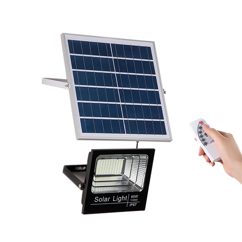Proiector LED cu panou solar si telecomanda, IP67