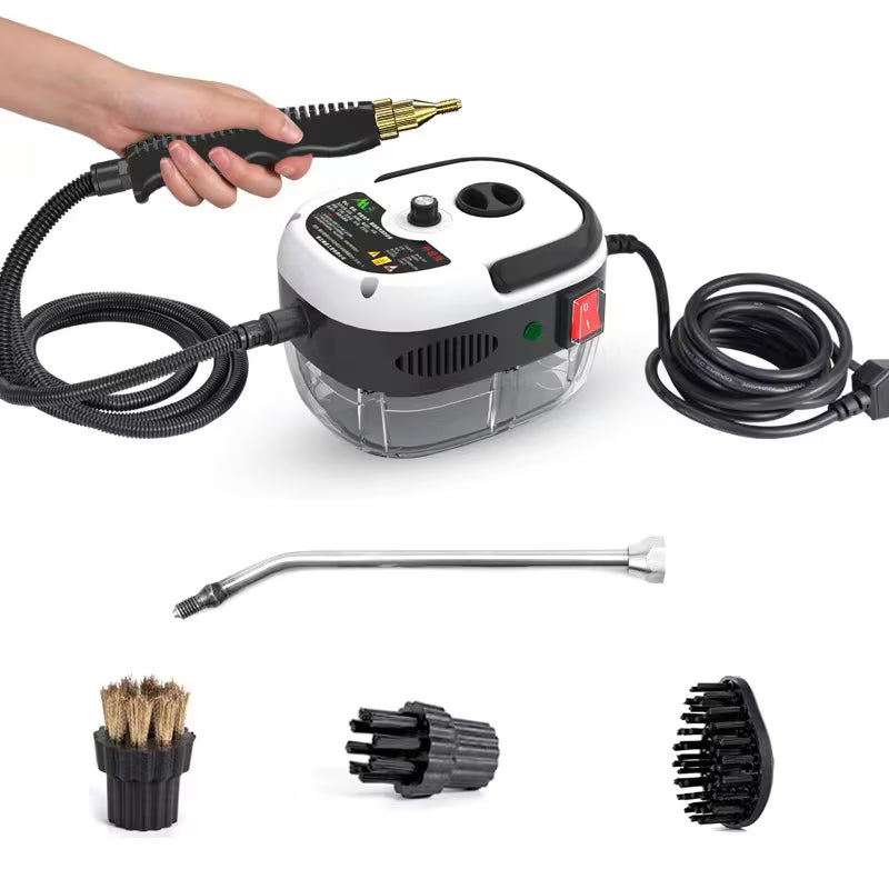 RESIGILAT - Aparat de curatat cu abur, 4 accesorii incluse, 2500W, alb/negru