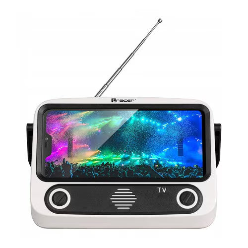 Suport telefon tip TV, difuzor Bluetooth 5W, radio FM, 19 x 9 x 13 cm