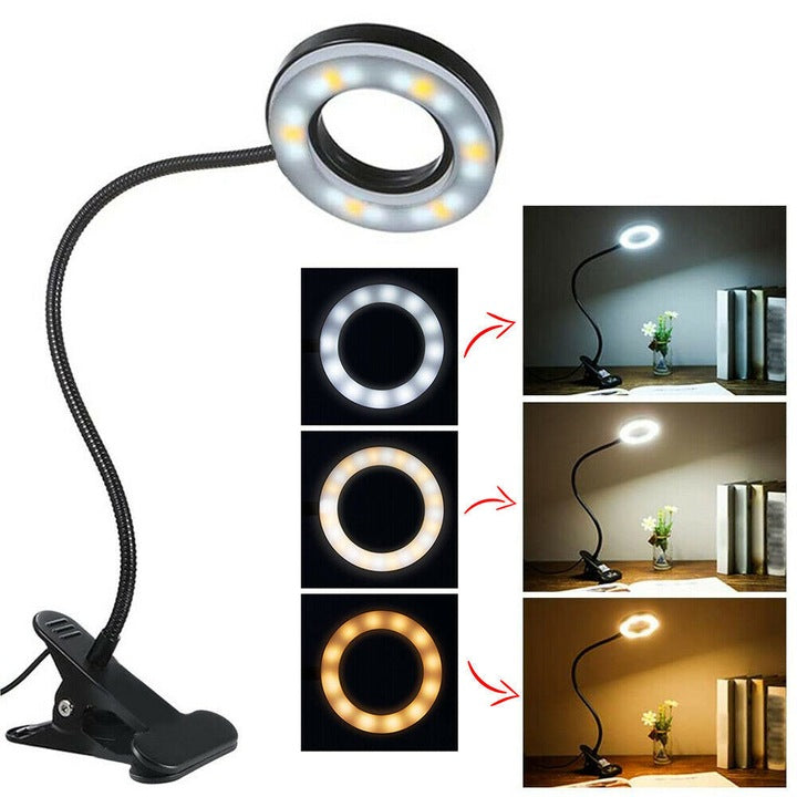 Lampa LED cu clip, 3 moduri de iluminare, 9 niveluri de luminozitate, 38cm, USB
