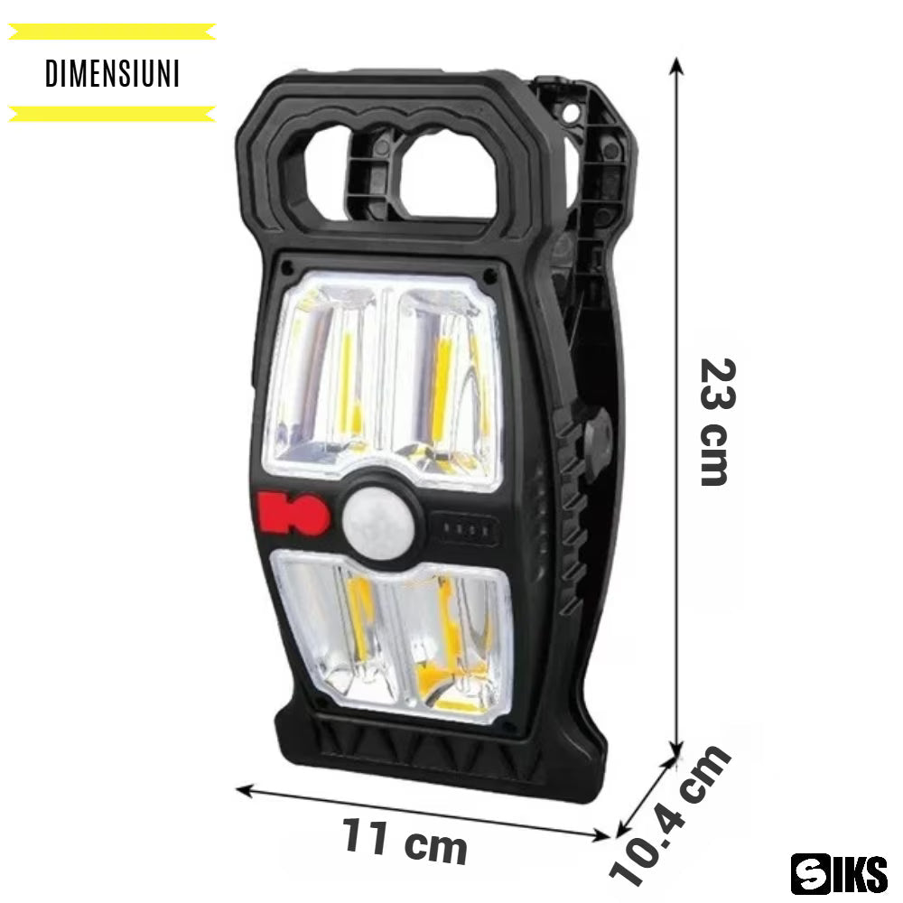 Lampa LED Solara cu senzor de miscare si clip de prindere, Iluminarea utomata, USB Type-C, IP65