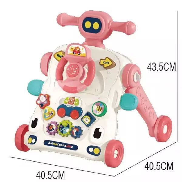 Antemergator 6 in 1  pentru Copii, cu Activitati Montessori de joaca si roti anti-alunecare,