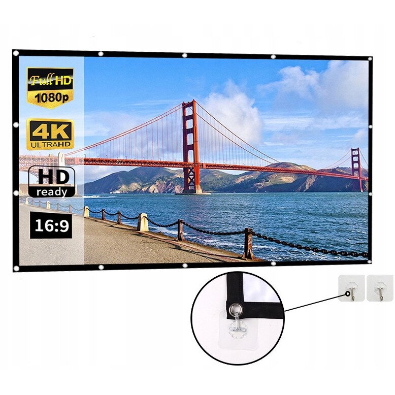 Ecran de proiectie portabil 100 inch, 16:9,  2.66 x 1.49 m, alb,