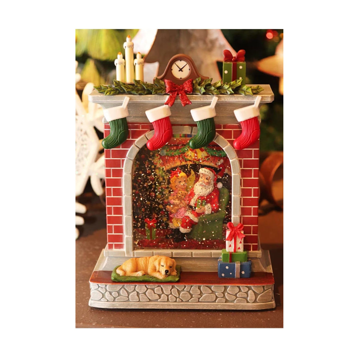 Felinar LED Multicolor – Semineul lui Mos Craciun cu Zapada Rotativa si Colinde