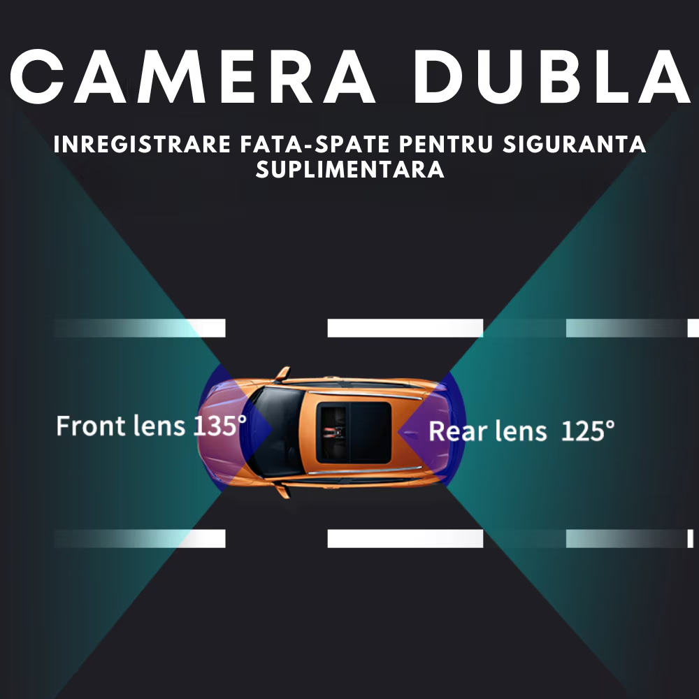 Camera video auto de bord DVR 2K, conexiune 4G cartela SIM, transmisie live, 2 camere fata-spate, monitorizare parcare, control din aplicatie, G-senzor, ultracompacta, inregistrare in bucla, vedere nocturna, unghi vizual larg, display LCD 3 inch