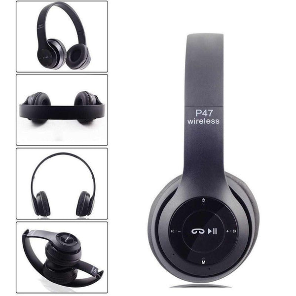 Casti Bluetooth Wireless Over Ear Pliabile Sport Cu Microfon Incorporat P47, negru