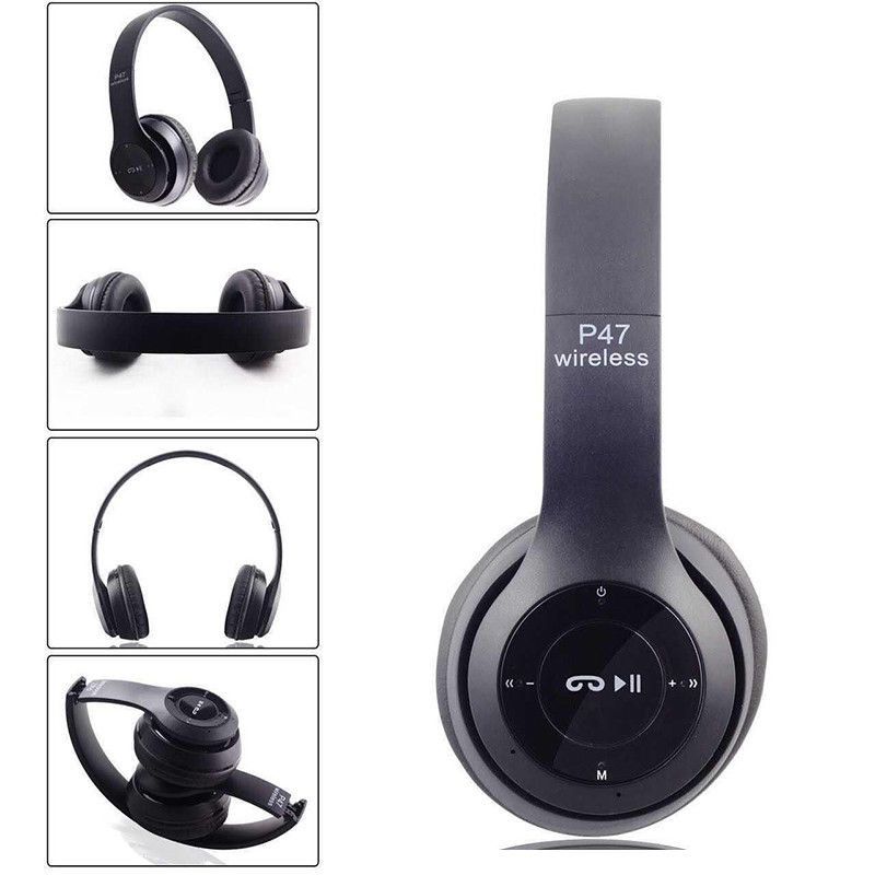 Casti Bluetooth Wireless Over Ear Pliabile Sport Cu Microfon Incorporat P47, negru