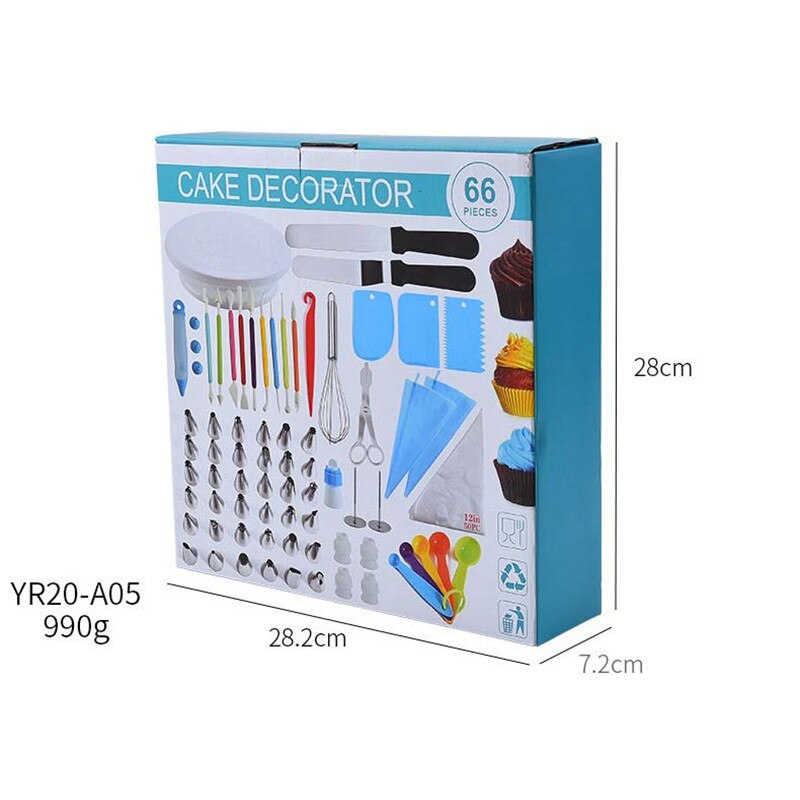 Set cofetarie decorat tort profesional, 66 piese cu sabloane pentru ornarea/decorarea prajiturilor