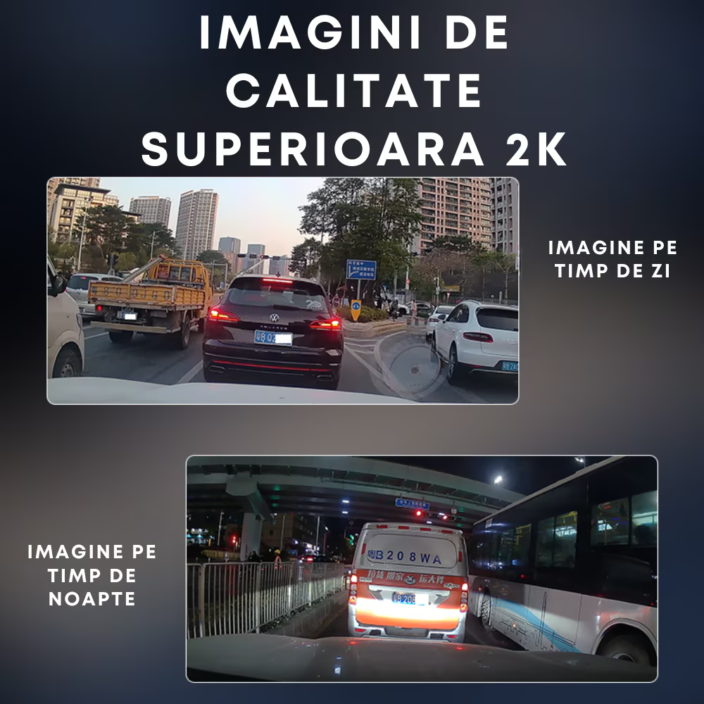 Camera video auto de bord DVR 2K, conexiune 4G cartela SIM, transmisie live, 2 camere fata-spate, monitorizare parcare, control din aplicatie, G-senzor, ultracompacta, inregistrare in bucla, vedere nocturna, unghi vizual larg, display LCD 3 inch