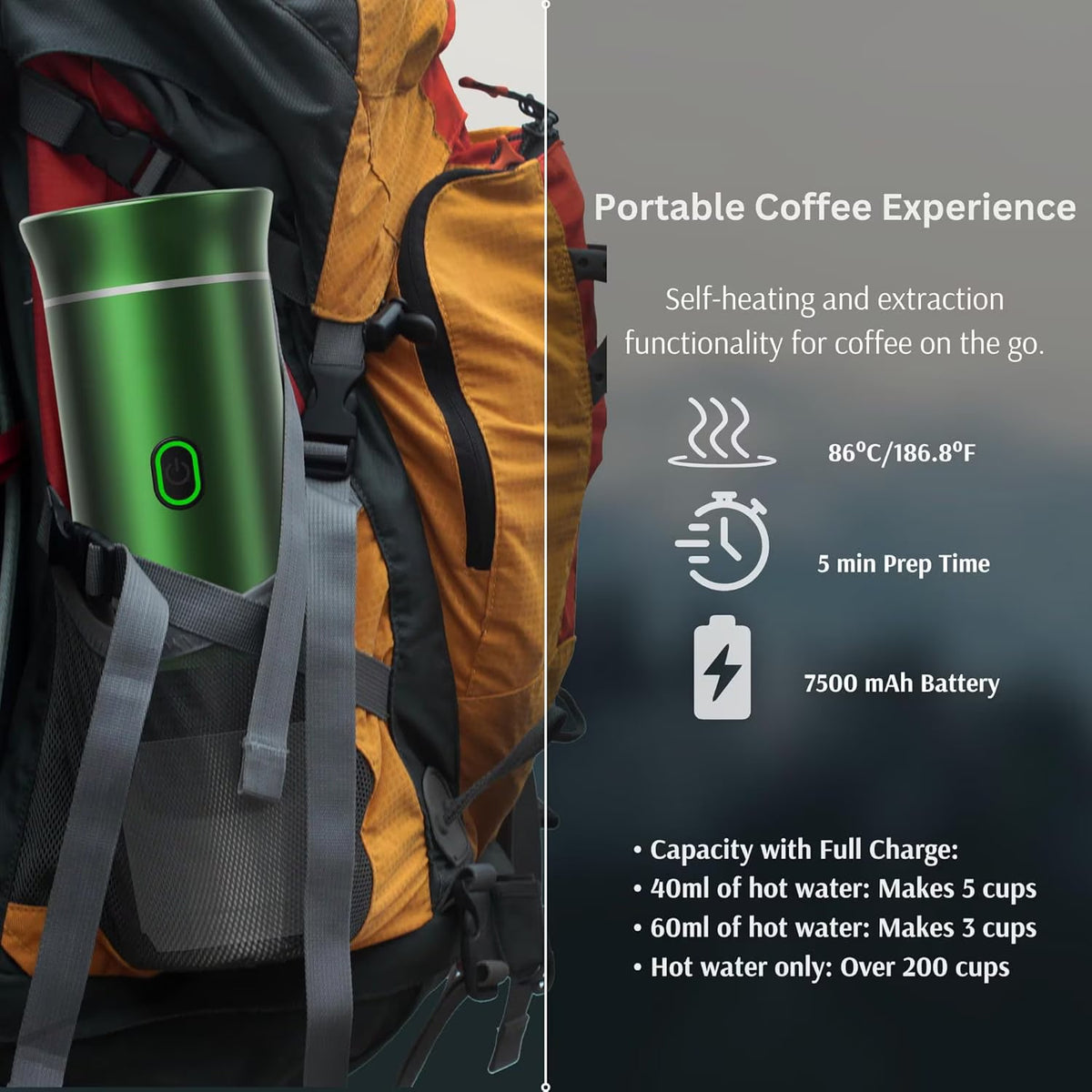 Espressor portabil 3 in 1, aparat cafea capsule si macinata, reincarcabil USB, 60ml,